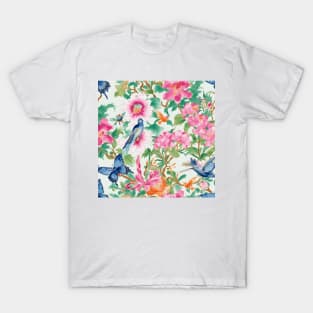 Flowers and birds of paradise watercolor doodle T-Shirt